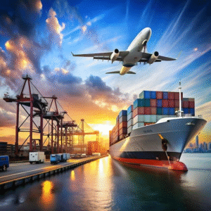 logistics and transportation of container cargo sh premium ai generated image